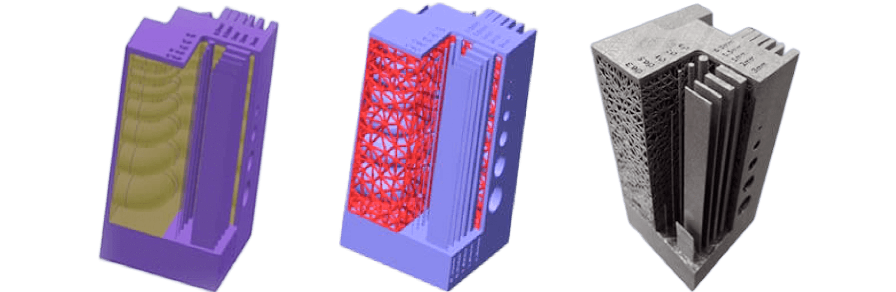 Additive manufacturing potential is the ability to manufacture lighter parts by the embedding of lattice structures that consume less material while still distributing the necessary strength. Less weight and less material consumption can lead to enormous energy and cost savings.